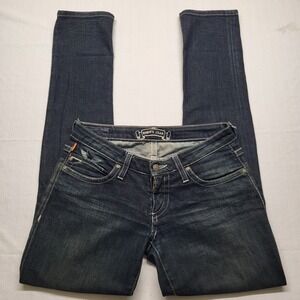 Robins Jeans Bardot Slim Straight Womens 28 Dark Wash Low Rise 29/33 Biker Moto